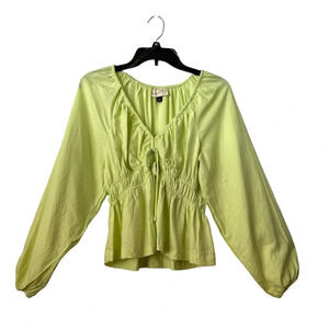 UNIVERSAL Thread Apple Green Front Tie Long Sleeves Large Top